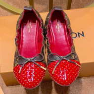 Louis Vuitton Monogram Canvas and Studded Patent Leather Flat Ballerinas Red 2019