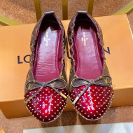 Louis Vuitton Monogram Canvas and Studded Patent Leather Flat Ballerinas Burgundy 2019