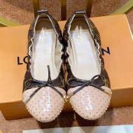 Louis Vuitton Monogram Canvas and Studded Patent Leather Flat Ballerinas Nude 2019