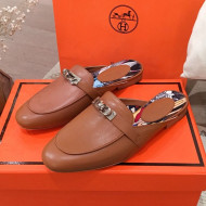 Hermes Classic Kelly Calfskin Flat Mules Brown 2020