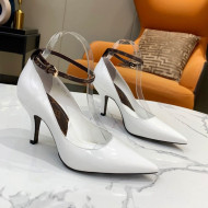 Louis Vuitton Attitude Glazed Leather Pumps 8.5cm with Ankle Strap White 2021