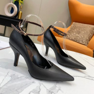 Louis Vuitton Attitude Calfskin Pumps 8.5cm with Ankle Strap Black 2021