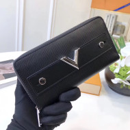 Louis Vuitton Metallic Epi Leather Edgy Zippy Wallet Essential V Black 2017