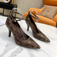 Louis Vuitton Attitude Calfskin Pumps 8.5cm with Ankle Strap Monogram Canvas 2021