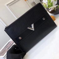 Louis Vuitton Metallic Epi Leather Edgy Pochette Essential V M62092 Black 2017