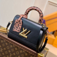 Louis Vuitton Twist MM Handbag in Epi Leather and Leopard Print M58568 Black For 2021 Wild at Heart