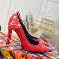 Louis Vuitton Cherie Pump 9.5cm in Studded Monogram Canvas Red 2021