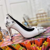 Louis Vuitton Cherie Pump 9.5cm in Studded Monogram Canvas White 2021