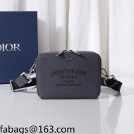 Dior Grained Calf Leather Messenger Bag Dark Grey 2021