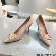 Valentino VLOGO SIGNATURE Calfskin Pump with 8cm Heel Nude 2022