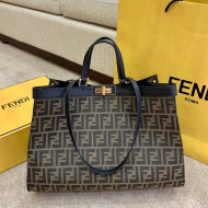 Fendi Peekaboo X-Tote FF Canvas Tote Bag Brown/Black 2021