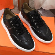 Hermes Turn Stitch Leather Sneaker Black 2019