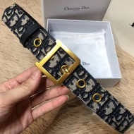 Dior Blue Oblique Canvas Belt Bag with Gold D Buckle 34mm 2019