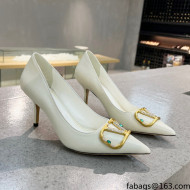 Valentino VLOGO SIGNATURE Calfskin Pump with 8cm Heel White 2022