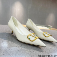 Valentino VLOGO SIGNATURE Calfskin Pump with 4cm Heel White 2022