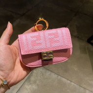 Fendi FF Canvas Nano Baguette Charm Pink 2021