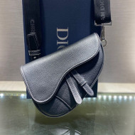 Dior Men's Mini Saddle Bag in Navy Blue Grained Calfskin 2020