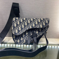 Dior Men's Mini Saddle Bag in Blue Oblique Jacquard Canvas 2020