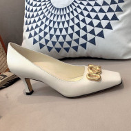 Louis Vuitton Rotary Leather LV Circle Pumps 7cm White 2021