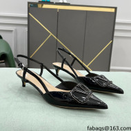 Valentino VLOGO SIGNATURE Patent Leather Slingback Pump with 4cm Heel Black 2022