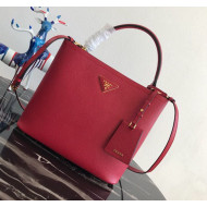 Prada Double Saffiano Leather Bucket Bag 1BA211 Red 2019