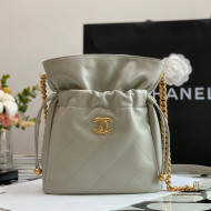 Chanel Lambskin Drawstring Bucket Bag AS2985 Gray 2021 