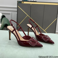 Valentino VLOGO SIGNATURE Patent Leather Slingback Pump with 8cm Heel Burgundy 2022