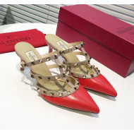 Valentino Heel Rockstud Mule Sandal 65mm Red 2019