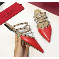 Valentino Flat Rockstud Mule Sandal Red 2019