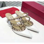 Valentino Heel Rockstud Mule Sandal 65mm White 2019