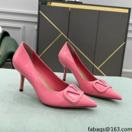 Valentino VLOGO SIGNATURE Patent Leather Pump with 8cm Heel Pink 2022