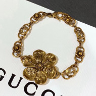 Gucci Flower Bracelet Aged Gold 2019