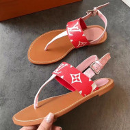 Louis Vuitton Formentera Flat Sandal 1A57VO Pink/Red 2019