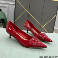 Valentino VLOGO SIGNATURE Patent Leather Pump with 4cm Heel Deep Red 2022