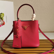 Prada Small Saffiano Leather Panier Bucket Bag 1BA217 Magenta Red 04 2020