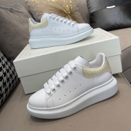 Alexander Mcqueen White Silky Calfskin Crocodile-Like Back Sneakers Beige 2021 111810