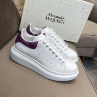 Alexander Mcqueen White Silky Calfskin Crocodile-Like Back Sneakers Purple 2021 111812