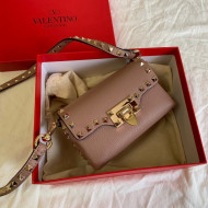 Valentino Mini Rockstud Grainy Calfskin Crossbody Bag 0045 Nude 2021