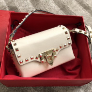 Valentino Mini Rockstud Smooth Calfskin Crossbody Bag 0045 White 2021