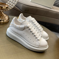 Alexander Mcqueen White Silky Calfskin Peace-Dove Back Sneakers Gold 2021 111816