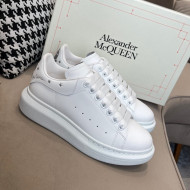 Alexander Mcqueen White Silky Calfskin Peace-Dove Back Sneakers Silver 2021 111817