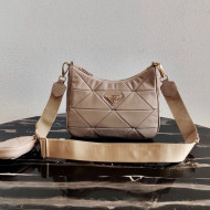 Prada System Nappa Lambskin Patchwork Shoulder Bag 1BC151 Nude 2021