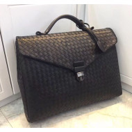 Bottega Veneta Intrecciato V Small Briefcase Black 