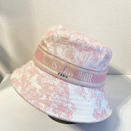 Dior Bucket Hat in Toile de Jouy Reverse Embroidered Cotton Pink 2021