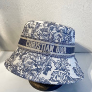 Dior Bucket Hat in Toile de Jouy Reverse Embroidered Cotton Light Blue 2021