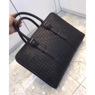 Bottega Veneta Intrecciato Wax Calfskin Zip Briefcase Black 