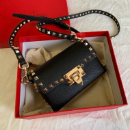 Valentino Mini Rockstud Grainy Calfskin Crossbody Bag 0045 Black 2021