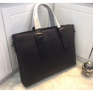 Bottega Veneta Black Intrecciato Briefcase  