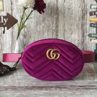 Gucci 476434 Marmont Matelassé Velvet Belt Bag Fuchsia 2017