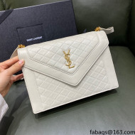 Saint Laurent Gaby Satchel Bag in White Lambskin 668863 2021 Top